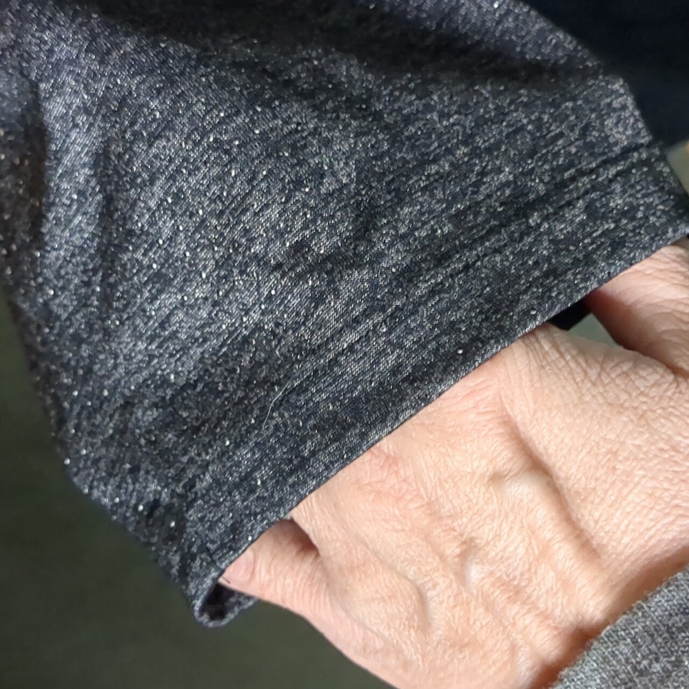 J* 3/4 sleeve faux cowl neck 2 button detail textured black gray tunic top XXL - Picture 5 of 13